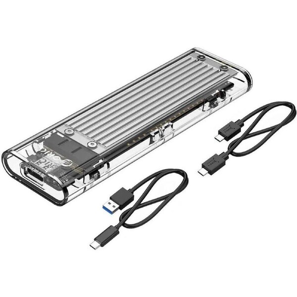 ESTONE Transparent NVMe M.2 Enclosure Tool-Free USB3.1 Type-C Gen2 10Gbps to M.2 SSD Enclosure for Intel 660p/Samsung 970 EVO/Samsung970 Pro 2230/2242/2260/2280 PCIe NVMe M-Key SSD up to 2TB-Silver
