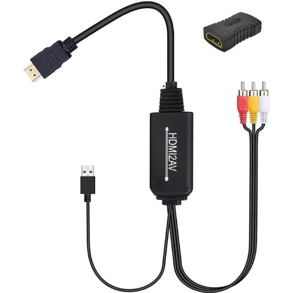 ESTONE HDMI to RCA Converter, HDMI to RCA Cable Adapter, 1080P HDMI to AV 3RCA CVBs Composite Video Audio Supports NTSC for PC, Laptop, HDTV, DVD, VHC VCR