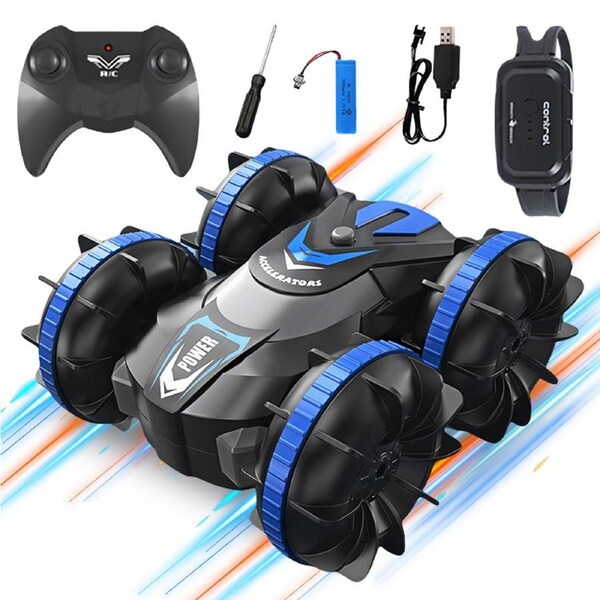 HOLALA Amphibious RC Car 4WD Gesture Control Rotation-Blue