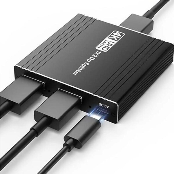 ESTONE DisplayPort Splitter 4K@144Hz DP Splitter 1 in 2 Out Supports 4K@144Hz 4K@120Hz Compatible with PC Host Monitor Laptop etc