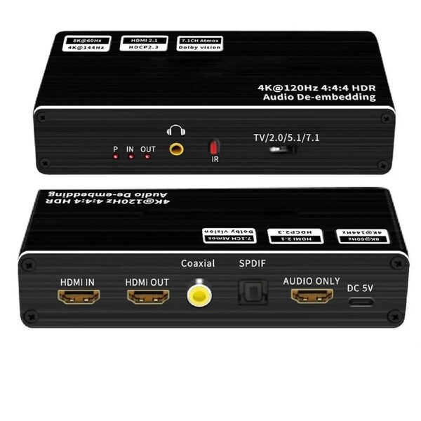 ESTONE HDMI2.1 Audio Extractor 8K 60Hz Audio Converter RGB4:4:4 HDMI Audio Converter Optical TOSLINK SPDIF 7.1CH For PS4/PS5/XBOX