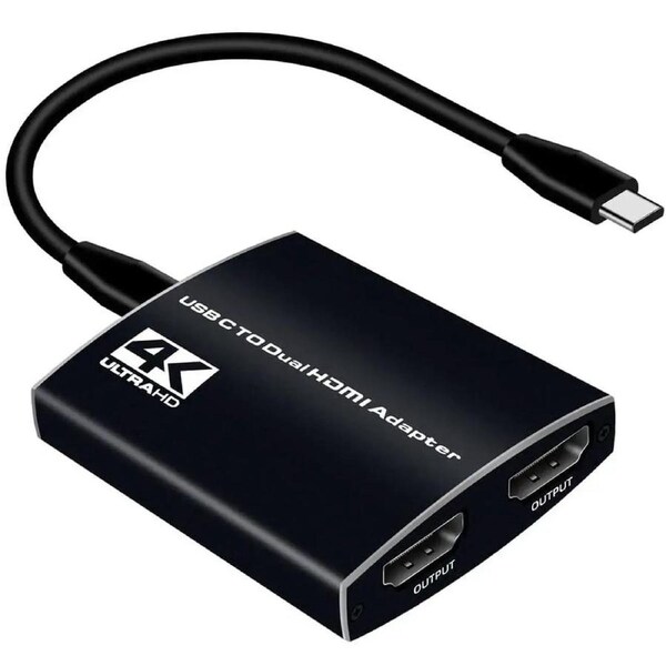 USB C to Dual HDMI Adapter, Type C to HDMI Dual Monitor Converter 4K@60Hz with Power Delivery, 3.5mm Audio Jack, Compatible with MacBook Pro/Air,Nintendo Switch,Dell XPS 13/15,HP,More USB C Device