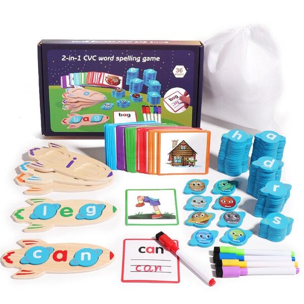 HOLALA Wooden CVC Word Flash Cards Montessori Spelling Game for Kids-01