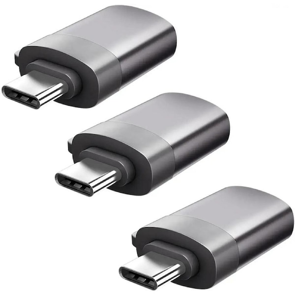 ESTONE USB C to USB 3.0 Adapter 3-Pack, Type C to USB A 3.0 Aluminum Adaptor with Data Transfer Up to 5Gbps, Thunderbolt 3 to USB 3.1 Female OTG Compatible with MacBook, iPad Pro 2018, Samsung, Gray
