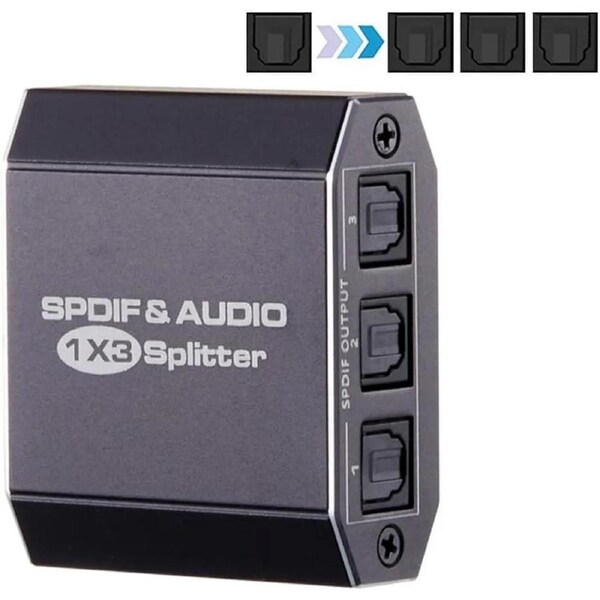 ESTONE 3 port 1x3 optical toslink SPDIF digital audio splitter,1 input and 3 ouput,support DTS AC3,DTS,DTS-HD and LCPM