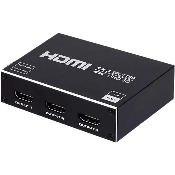 ESTONE HDMI Splitter 1 in 3 Out, 1x3 Power HDMI Splitter 3 Ports w/AC Adapter, 4Kx2K@30Hz 3D Full HD Distributor for Xbox, PS5, Roku Blu-Ray Player, HDTV - Adapter Included