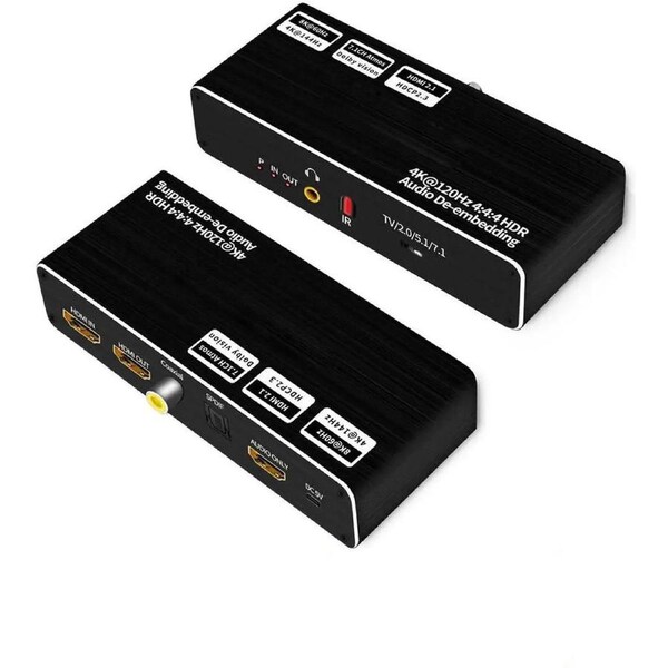 ESTONE 8K 60Hz Panoramic Sound HDMI Audio Extractor, HDMI to HDMI + Optical Toslink SPDIF + 3.5mm Audio Jack + Coaxial + 7.1Ch HDMI Audio for PS5 Soundbar Blu-Ray Player