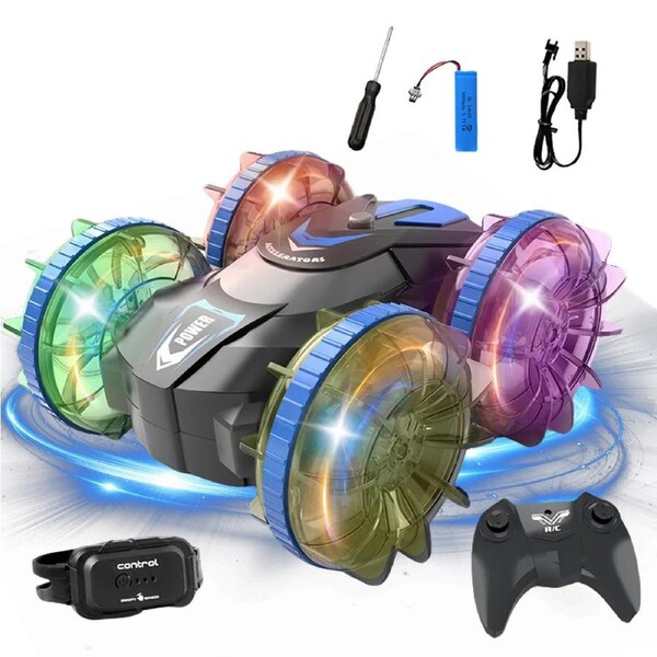 HOLALA Amphibious RC Car 4WD Gesture Control Rotation-Clear Blue