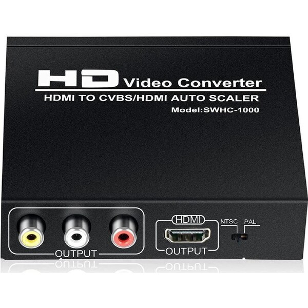 HDMI to HDMI RCA Converter, HDMI to HDMI AV 3RCA CVBs Composite Video Audio Adapter Supports PAL/NTSC for TV Stick, PS3, PC, Laptop, Xbox, HDTV, DVD