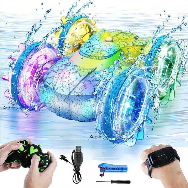 HOLALA Amphibious RC Car 4WD Gesture Control Rotation-CrackBlue
