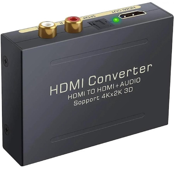 ESTONE 4K HDMI Audio Extractor, HDMI to HDMI + Optical Toslink(SPDIF) + RCA(L/R) Stereo Analog Outputs Video Audio Splitter Converter Support 4K,Black