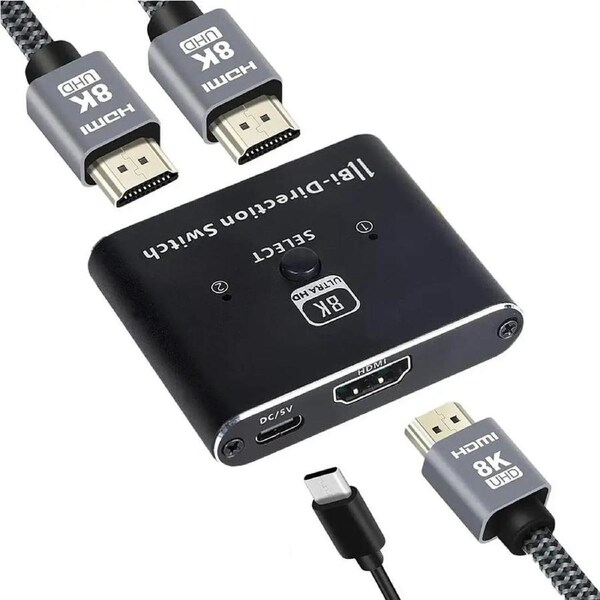 4K 120HZ HDMI 2.1 Switch, 8K HDMI Splitter HDMI Switch 2 in 1 Out/ 1 in 2 Out Supports 8K 60HZ 48Gbps VRR HDCP 2.3 HDR10 D-olby Vision for PS4/PS5,SkYQ, Roku, Apple TV, Fire Stick, Xbox