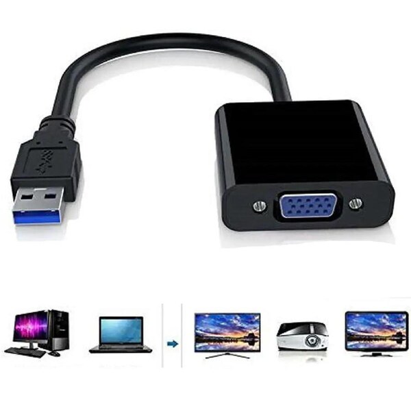 ESTONE USB 3.0 to VGA Adapter, USB 3.0 to VGA Adapter Multi-Display Video Converter- PC Laptop Windows 7/8/8.1/10,Desktop, Laptop, PC, Monitor, Projector, HDTV, Chromebook, No Need CD Driver. (Black)