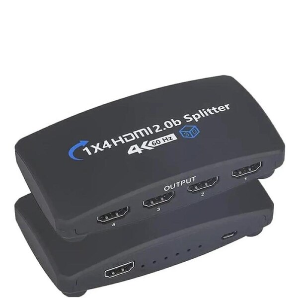 ESTONE 4k@60hz HDMI Splitter, 1 in 4 Out, Supports 3D, HDCP2.2, HDR, 4K@60Hz, RGB 8:8:8 Compatible with Xbox PS5/4/3 Blu-Ray Player Fire Stick Roku