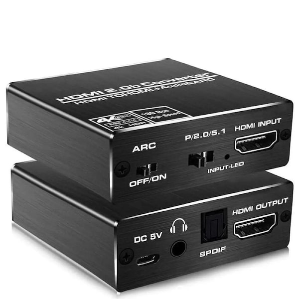 4K@60Hz HDMI Audio Extractor,Aluminum Shell HDMI to Optical 3.5mm SPDIF Audio Adapter Splitter Converter Supports HDCP Dolby 4K 1080P 3D Compatable for PS3 Xbox Fire Stick (OZV8-1)