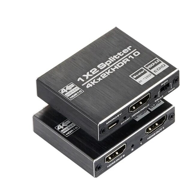 1x2 HDMI Splitter with EDID,ESTONE 1 in 2 Out HDMI Splitter Audio Video Distributor Box Support 3D & 4K x 2K@60Hz Compatible for HDTV, STB, DVD, PS3, Projector Etc