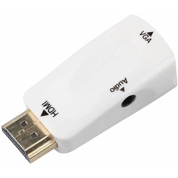 ESTONE HDMI to VGA Adapter Converter Gold-Plated with 3.5mm Audio Port for PC, Laptop, DVD, Projector, HDTV, Xbox, STB, Intel Nuc, Chromebook, Android TV Box and Other HDMI Devices-White