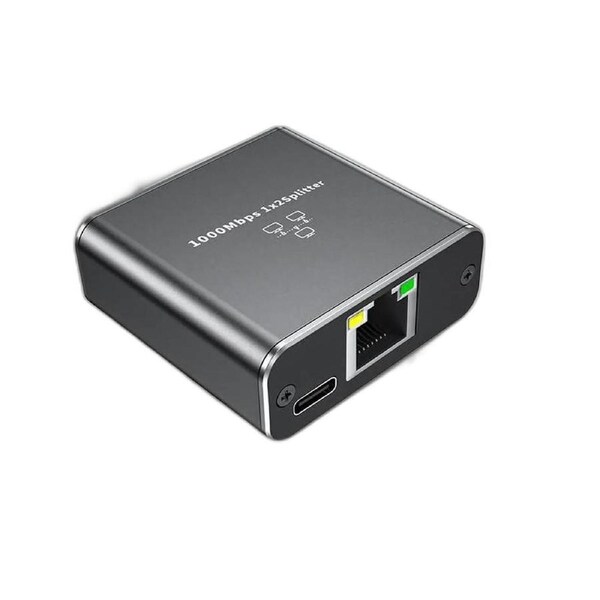 Gigabit Ethernet Splitter 1 in 2 Out, 1000Mbps 1x2 Splitter - LAN/Internet Cable Splitter - Cat5/5e/6/7/8 Splitter 1 to 2, RJ45 Network Extension Connector - Plug&Play - Cost-Effective