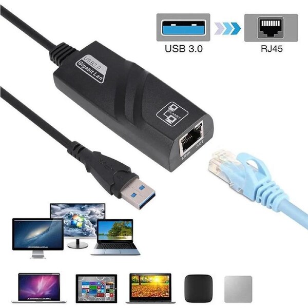 ESTONE USB Network Adapter, Gigabit High Speed USB 3.0 to RJ45 Gigabit Ethernet LAN Network Adapter Compatible with 10/100Mbps Support Windows/VISTA/WIN7/Win8/Win8.1/Mac