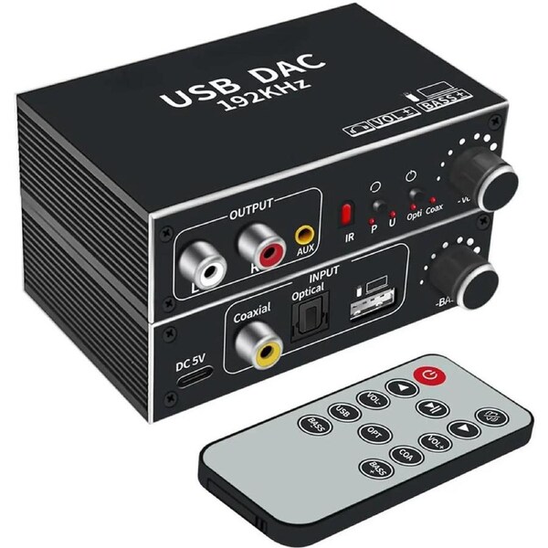 ESTONE 192KHz Digital to Analog Audio Converter DAC Digital SPDIF Optical to Analog L/R RCA Converter Toslink Optical to 3.5mm Jack Adapter for PS3 HD DVD PS4 Amp Apple TV Home Cinema