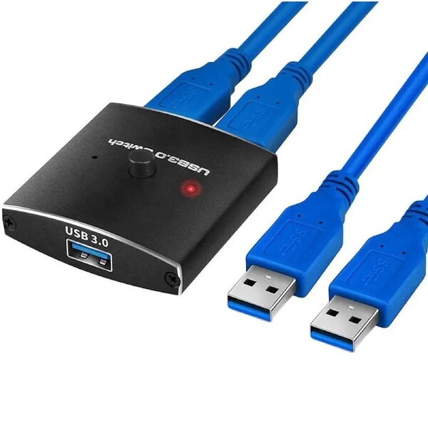 USB Switch 3.0 KVM Switch,Bi-Directional USB Switch Selector 2 in 1 Out/1 in 2 Out, ESTONE USB Switcher 2 Computers Share 1 USB Devices for PCs Mouse Keyboard Printer Scanner (with 2 USB 3.0 Cables)