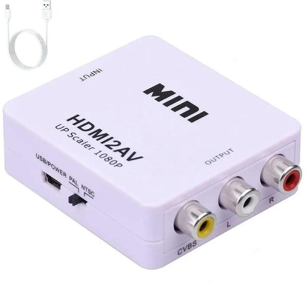 ESTONE HDMI to AV, 1080P HDMI to RCA Composite AV Video Audio Converter Support NTSC/PAL for Xbox One,Blu-ray,DVD,PS4,Roku,Chromecast,Laptop,Amazon Fire TV Stick,Apple TV (White)