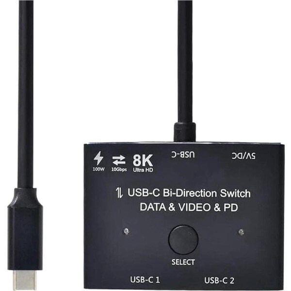 Upgrade Version USB-C Switch Supports 4K@120Hz 8K@30Hz Video / 10Gbps Data Transfer / 100W Charging Compatible with Thunderbolt