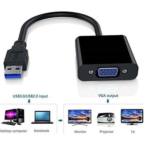 ESTONE High Speed USB 3.0 to VGA Adapter Converter,display port to vga,Support Max Resolution 1080p for Windows 7/8/8.1/10 Desktop Laptop PC Monitor Projector HDTV,No CD Driver Needed (Black)