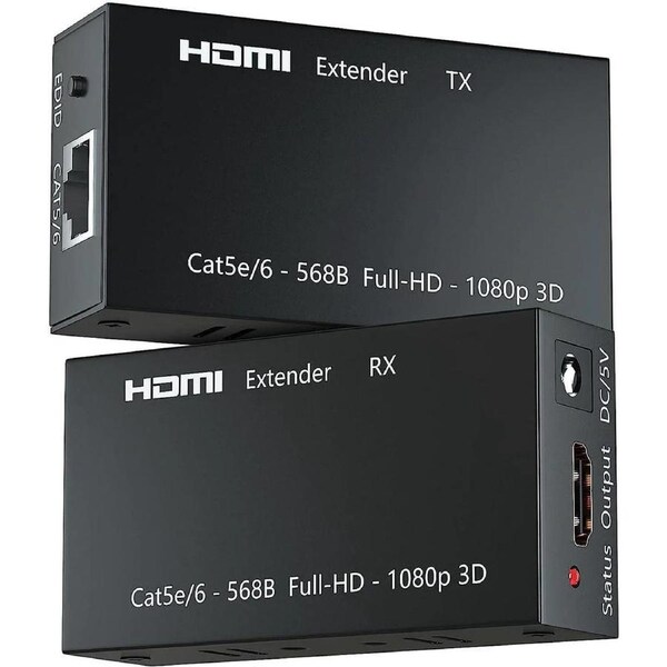 HDMI Extender 1080P 196ft/60m HDMI Repeater HD HDMI Network Extender Over Single RJ45 Cat6 Ethernet Cables Support Laptop DVD PS3/4 HD Box