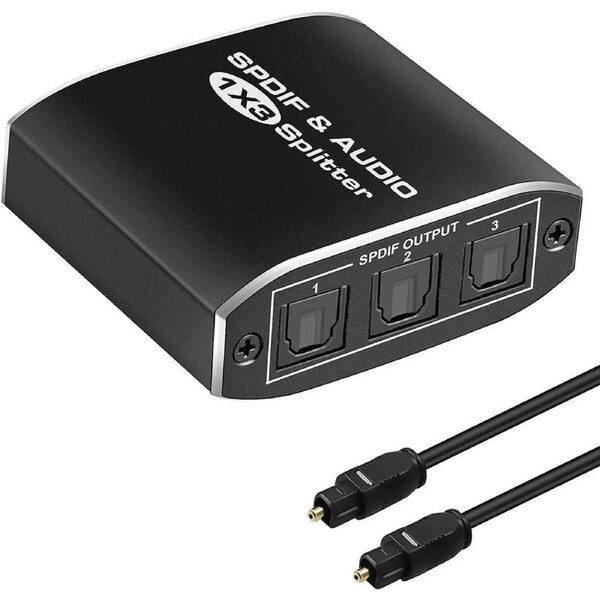 ESTONE Digital SPDIF Optical Audio Splitter Switch Toslink Splitter Switcher Adapter 1x3 Optical Splitter 1 In 3 Out Support DTS AC3