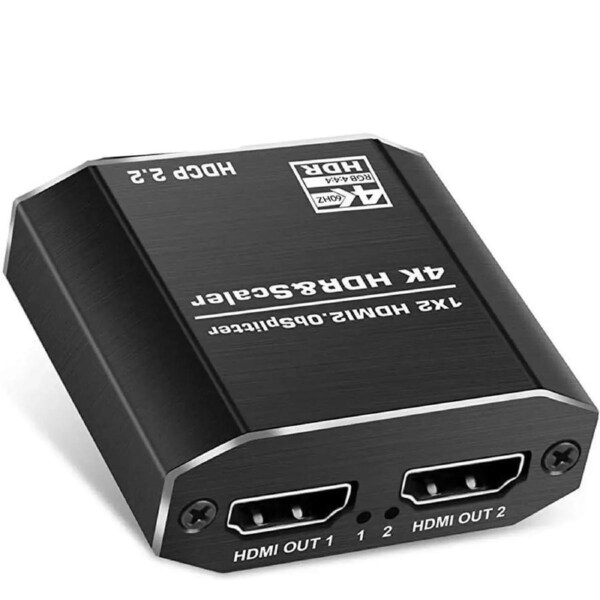 HDMI Splitter 1 in 2 Out with 4 kinds of EDID mode, 4K 1x2 HDMI Splitter for Dual Monitors HD 1080P 3D Splitter, Supports HDCP2.2, HDMI2.0b, EDID, 3D, RGB 4:4:4