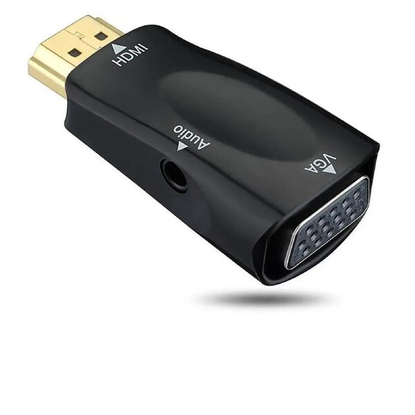 ESTONE HDMI to VGA Converter Gold-Plated Active HD 1080P Female to Female Adapte with 3.5mm Audio for Projector HDTV Monitor Laptop PC Xbox STB Blu-ray DVD - Black