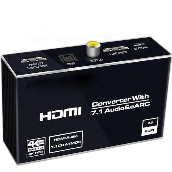 ESTONE HDMI2.0b Audio Extractor 4K 60Hz Audio Converter RGB8:8:8 HDMI ARC Audio Converter Optical TOSLINK SPDIF 7.1CH For PS4/PS5/XBOX