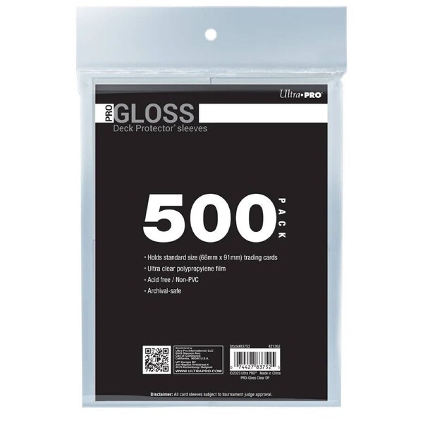 Ultra Pro: UP83752 PRO-Gloss Standard Deck Protector Sleeves 500ct Bundle Clear