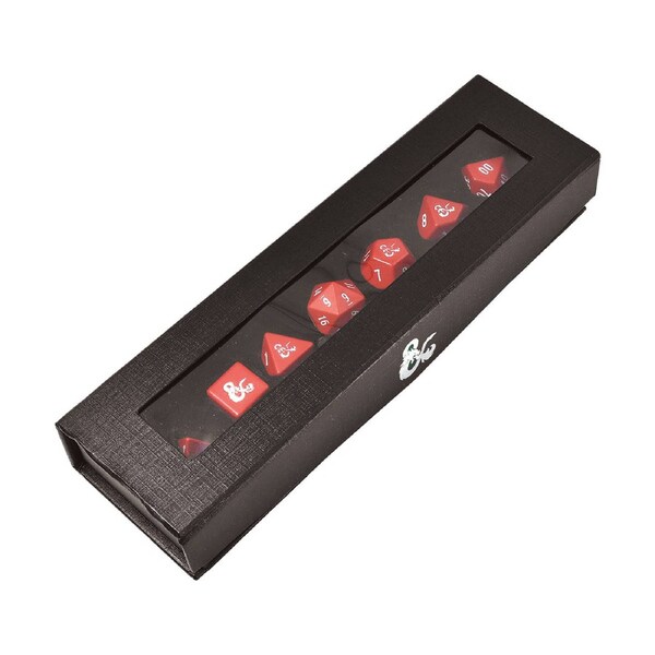 Ultra Pro: UP18395 D&D Heavy Metal Set 7 RPG Red and White Deluxe Dice Set Dungeons & Dragons