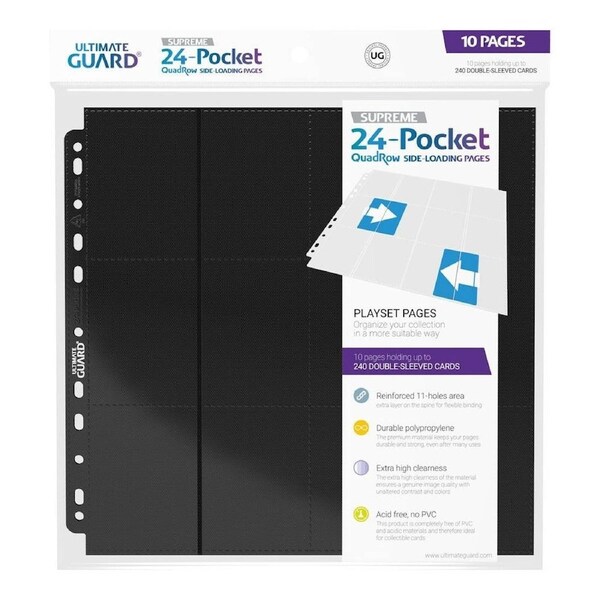 Ultimate Guard: Binder Pages 24-Pocket QuadRow Side-Loading Black