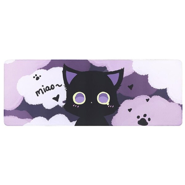 YUNZII Oversized Cartoon Kitten Desk Mat 800x300x3mm Mousepad - Black Cat (MPYZBLACK)