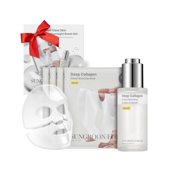 Sungboon Editor Deep Collagen Power Boosting Set (4 Pack of Deep Collagen Power Boosting Mask 37g + Deep Collagen Cream In Serum 30ml)