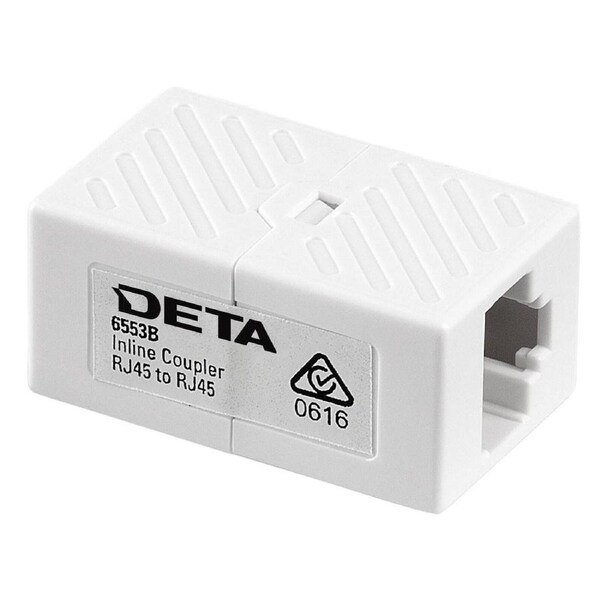 DETA RJ45 8P8C Ethernet Inline Coupler Joiner White Plastic 6553B