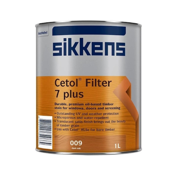 Sikkens Cetol Filter 7 Plus 1L Dark Oak Timber Stain Oil Based UV Protection