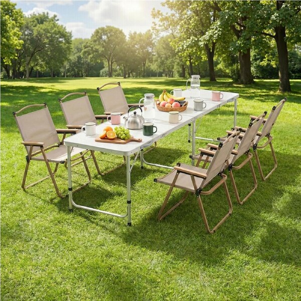 Weisshorn 7pc Camping Table Chair Set Outdoor Folding Aluminium Portable Picnic