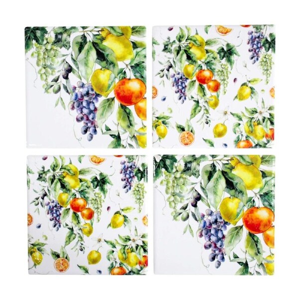 4pc LVD Mediterranean Seaside Square Ceramic Coaster Set 10x10cm