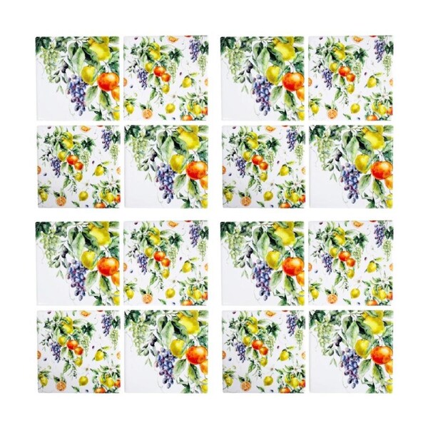 4x 4pc LVD Mediterranean Seaside Square Ceramic Coaster Set 10x10cm