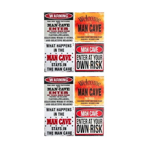 2x 4pc LVD Glossy Ceramic Retro Man Cave Square Coaster Set Tableware 10x10cm