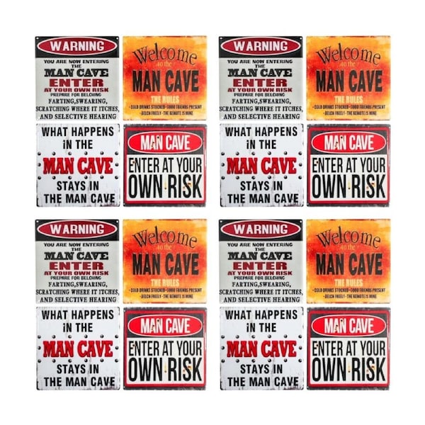 4x 4pc LVD Glossy Ceramic Retro Man Cave Square Coaster Set Tableware 10x10cm
