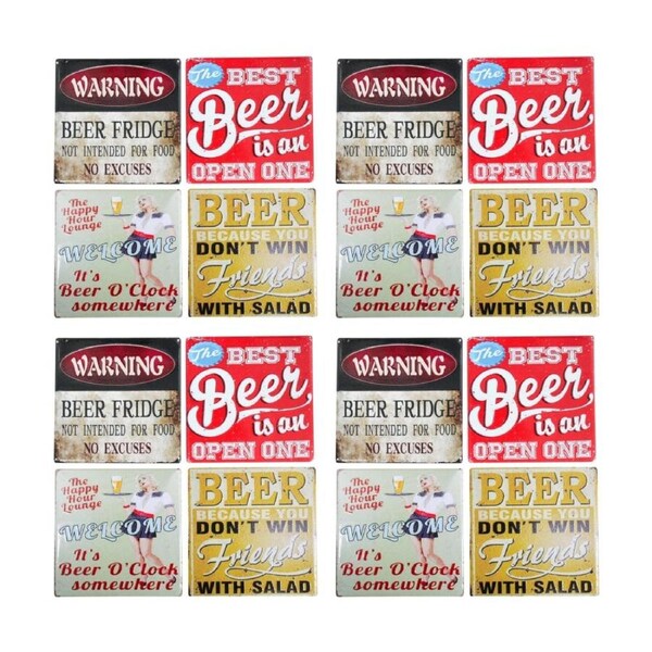 4x 4pc LVD Glossy Ceramic Vintage Beer Square Coaster Set Tableware 10x10cm