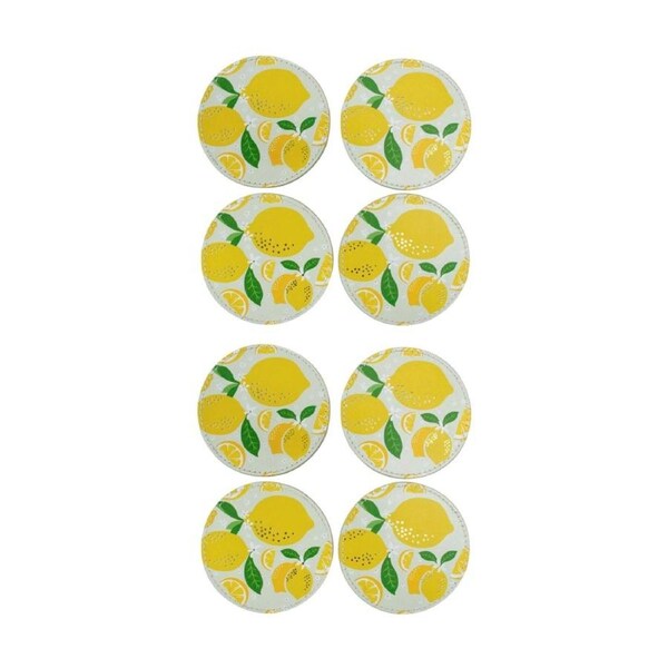 2x 4pc LVD Handcrafted Lemoncello Leather Coaster Set Tableware 10x10cm