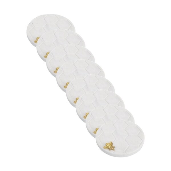 8PK LVD Handcrafted Marble Honeycomb Bee Coaster Tableware 10x10cm