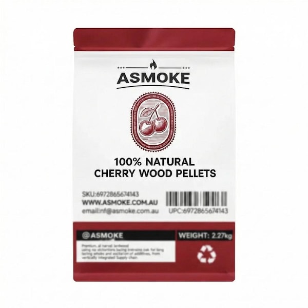 ASMOKE 100% Natural Cherry Wood BBQ Pellets (2.27kg) - Premium Fruit Hardwood for Smoker Grills