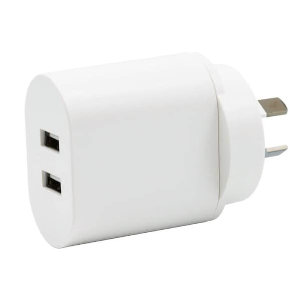 Click 2.4A Dual USB Wall Charger White 2 Outlet CLK1005